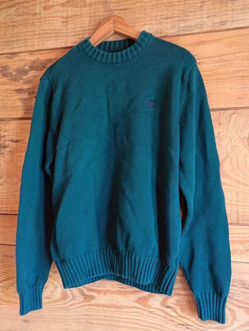 Preppy Chaps Forest Green Cotton Polo Crewneck Sweater
